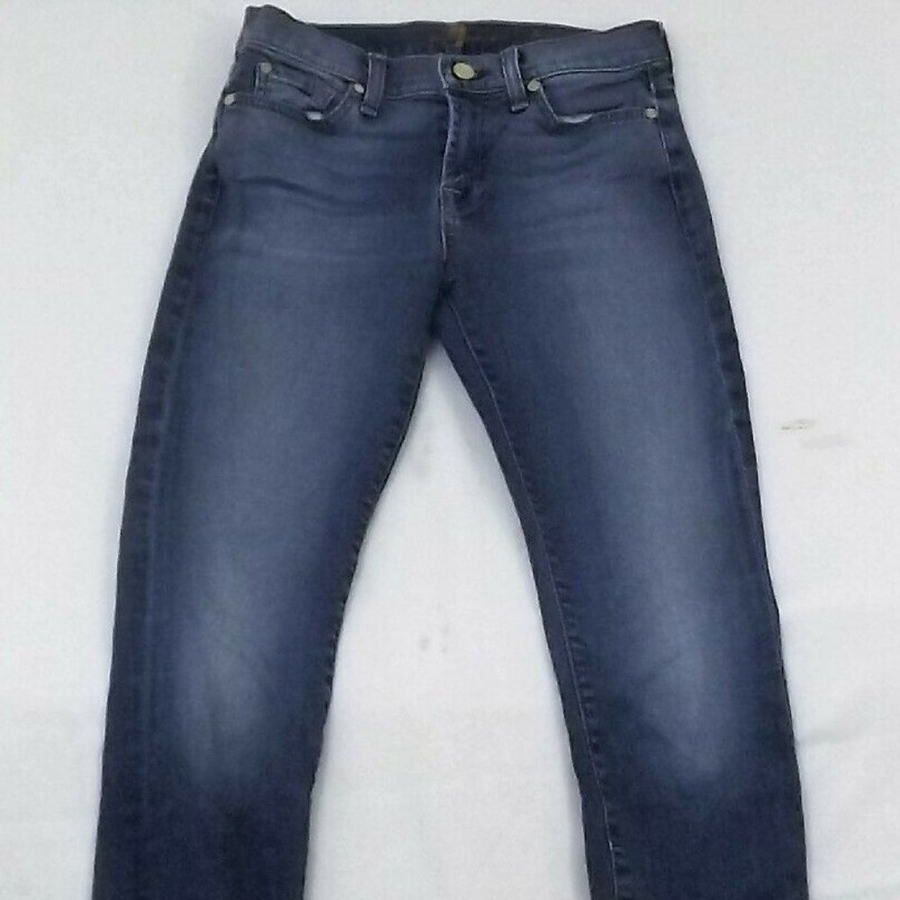 Women's 7 FOR ALL-MANKING ANKLE SKINNY DISTRESSED LIGHT JEANS SIZE 26